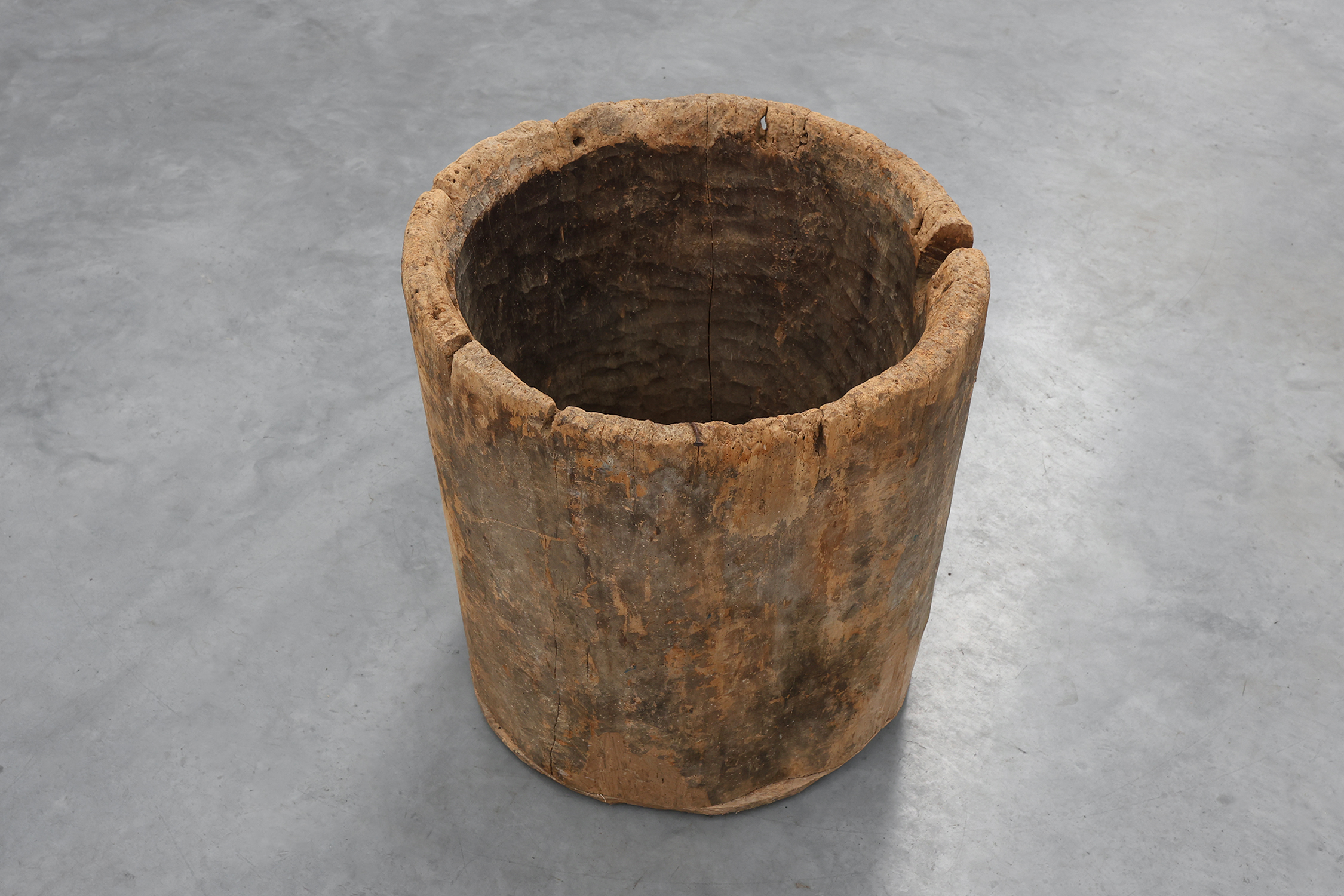 19th Century French Primitive Hollowed Oak Tree Trunk Planterthumbnail